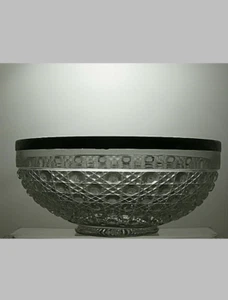 Antiguo tazón de ensalada de frutas de vidrio prensado con borde plateado 3 2/3" - 21D - Imagen 1 de 6
