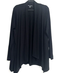 Jessica London Women's Open Front Waterfall Cardigan Size 18/20 Black Classic - Picture 1 of 9