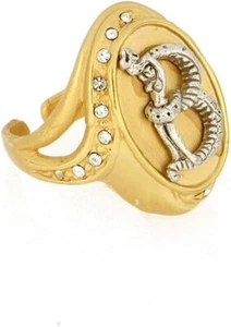 ERTE' INITIAL "B" GOLD PLATED ADJ. MIXED METALS RING - Picture 1 of 2