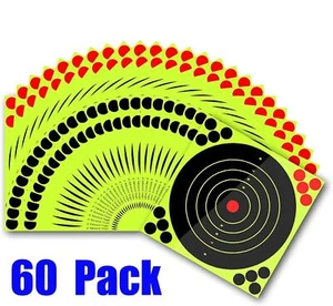60 Pack 8" Stick Splatter Targets Reactive Self Adhesive Paper Shooting Targets - Picture 1 of 10