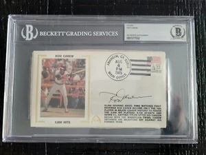Rod Carew Signed 1985 FDC Cachet Envelope, 3000 Hits (BAS) Certified - Picture 1 of 6