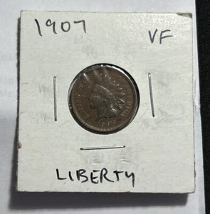 1907 US Indian Head Cent “Liberty” Shows VF Old Us Coin - Picture 1 of 2