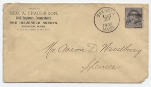 1892 Spencer MA 1ct kleiner Banknoteneinband Drop Rate [6525.392] - Bild 1 von 3