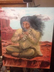 oil paintings original Art. Native American. 20"x24"Canvas - Picture 1 of 3