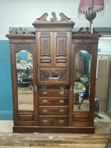 Antique English Walnut Wardrobe Cover
