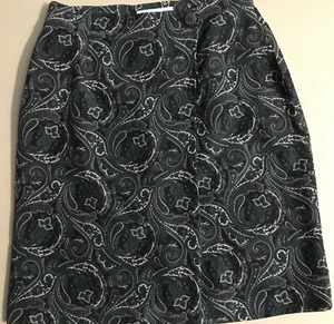 Minifalda Vintage Jones New York 100 Verde Seda Cachemira Envolvente Talla 14 - Imagen 1 de 7