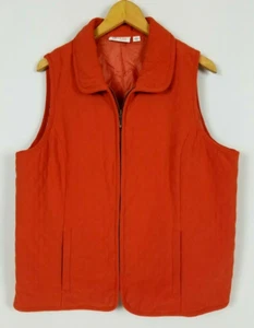 Denim & Co. Women's Large Pumpkin Orange Microfiber Quilted Zip Front Lined Vest - Picture 1 of 8