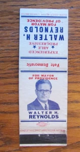 PROVIDENCE, RHODE ISLAND MATCHBOOK COVER: BÜRGERMEISTER WALTER REYNOLDS 1950er MATCHCOVER - Bild 1 von 2