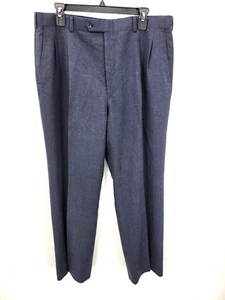 Burberry Pants Mens 35x30 Blue Wool Pleated Straight Leg Suit Trousers Vintage - Picture 1 of 6