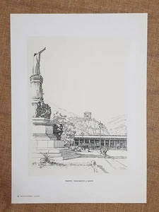 Trento Monumento a Dante Disegno di R. Iras Baldessari Tavola del 1954 - Picture 1 of 1