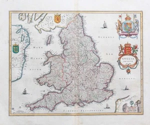 1646 - ANGLIA REGNUM England & Wales Map by Jan Jansson after Blaeu (LM10) - Picture 1 of 1