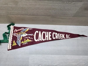 Vintage Antique Felt Souvenir Pennant Cache Creek B.C. 20" - Picture 1 of 5