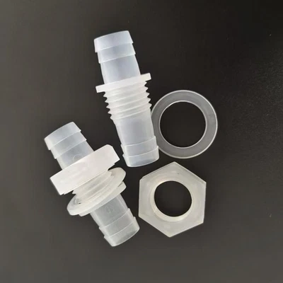 50 × 1/12'' M16 Thru-Bulk Bulkhead Plastic Hose Barb Fittings With Nut Clear - Image 1 of 4