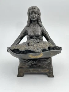 Antique Art Nouveau - Bronze Egyptian Revival - Egyptian Woman Incense Burner - Picture 1 of 13