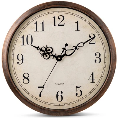 Vintage Brown Wall Clock Silent Non Ticking 18 Inch Extra Large Quality Quart... - Image 1 of 4
