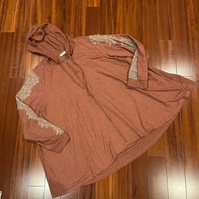 LOGO Lori Goldstein Sweatshirt Hoodie Lace Burnt Orange Long Sleeve Size Plus 2X - Image 1 of 4