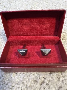 Salvatore Ferragamo Men's Silver Tone Logo Cufflinks in Red Box - Picture 1 of 6