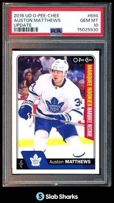 2016 UPPER DECK #694 AUSTON MATTHEWS 17 O-PEE-CHEE UPDATE RC ROOKIE PSA 10 - Imagem 1 de 4