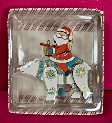 2018 Hallmark 纪念品拉绳北极熊带圣诞老人圣诞装饰品未拆封 — 第 1/4 张图片