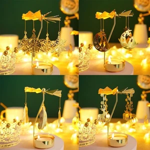 Stainless Steel Candle Stick Holder Tray Spinning Candle Rotary Holder - Picture 1 of 17