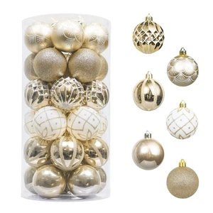 Christmas Ornaments Set, 30ct 2 Inches White and Gold Shatterproof Christmas ... - Bild 1 von 6