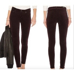 Citizens Of Humanity Pants Womens Size 24 Maroon Rocket High Waist Velour Velvet - Picture 1 of 13