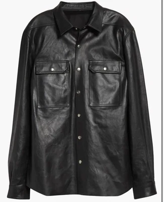 Rick Owens Black Leather Shirt Jacket Men’s 36 US / 46 IT **SEE DESCRIPTION** - image 1 of 4