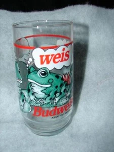 Budweiser 1995 Tumbler Glass featuring Green Frogs Bud Weis er - Picture 1 of 2