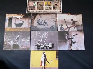 BANKSY STREET ART Estampilla Ucrania 2023 + 7 postales guerra Rusia - Imagen 1 de 2