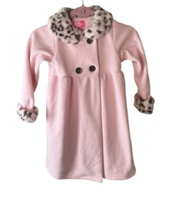 Good Lad Pink Girls Coat With Leopard Trim Size 6 Length 26” - Picture 1 of 4