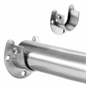 2 PCs Stainless Steel Flange Seat Wardrobe Hanger Rod Fixing Hardware 32mm DIA - Picture 1 of 6