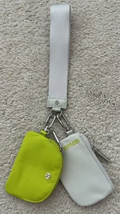 Lululemon Dual Pouch Wristlet Bag Light Grey/Lime New - Picture 1 of 5