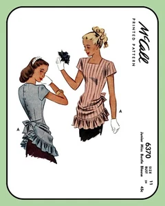 BUSTLE Blouse TOP Junior Teen Misses McCall 6370 Vintage 1946 Sewing Pattern - Picture 1 of 5