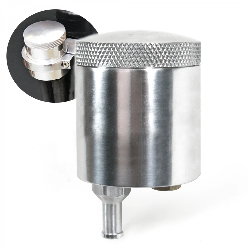 Líquido de frenos de aluminio pulido Billet depósito de aceite lata cilindro maestro de automóvil Foto 1 de 4