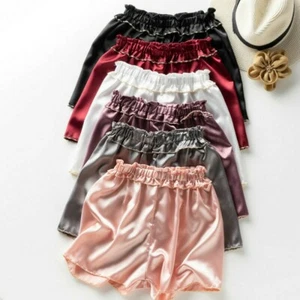 Lady Satin Short Safety Panties Elastic Waist Faux Silk Underpant Underwear Chic - Picture 1 of 17