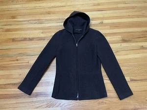Jenne Maag Womens Full Zip Hooded Sweatshirt M Brown Long Sleeve 100% Wool - Picture 1 of 9
