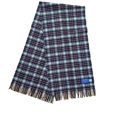 Vtg Pendleton Winter Scarf 100% Virgin Wool Plaid Brown Tan 52x12 Fringed USA - Image 1 of 4