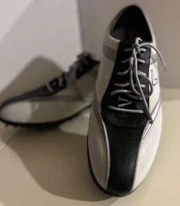 Callaway Womens Golf Shoes USA  Size 9 Two-Tone Black/White Lace-Up Spikes - Picture 1 of 9