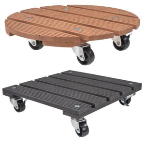 Pflanzenroller WPC Blumen Rollbrett Pflanzenuntersetzer rund eckig 30 cm outdoor - Bild 1 von 18