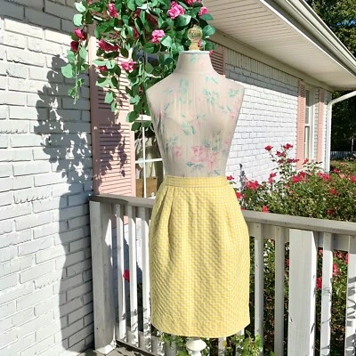 Falda lápiz gingham amarillo pastel vintage años 80 M/L Foto 1 de 4