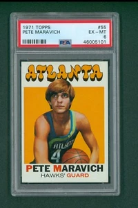 1971 Topps Basketball Card - #55 Pete Maravich, PSA 6 EXMT - Picture 1 of 2