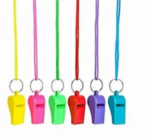 Whistle on Coloured String Sports Neon Colours Red Pink Purple Blue Yellow  - Image 1 of 1