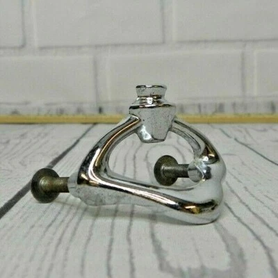 Vintage Chrome Small MidCentury Modern Deco Hardware Cabinet Handle Drawer Pull  - Image 1 of 4