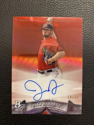 2014 Bowman Platinum Chrome Prospects JAKE BARRETT Ruby #d /25 Rookie - Image 1 of 4