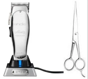 Andis Master Cord/Cordless Clipper Li Barber Professional Lithium +7inch Scissor - Picture 1 of 4