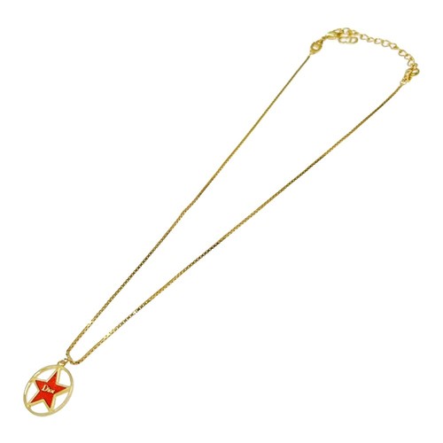【Con Scatola】 Collana Christian Dior Placcata Oro Logo Dior Stella per Donna...