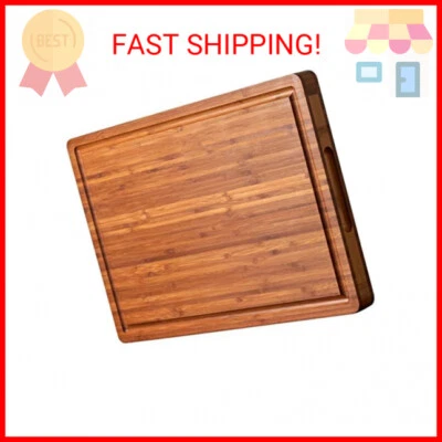 Bamboo Wood Cutting Board for Kitchen, 1" Thick Butcher Block, Cheese Charcuteri - Image 1 of 2
