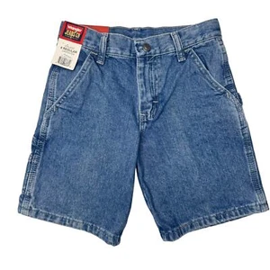 Wrangler Boys Carpenter Shorts 6 Regular Adjustable Waist Denim Blue 100% Cotton - Picture 1 of 6