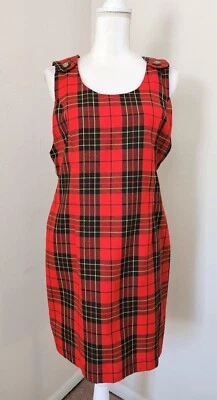 Vestido vaina grunge vintage rojo a cuadros sin mangas para mujer actitud positiva 10P Foto 1 de 4