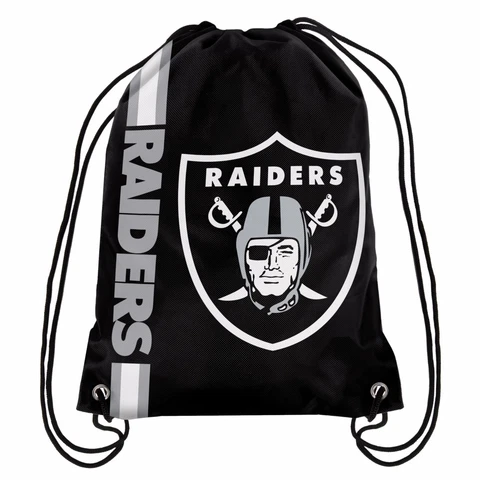 Oakland Raiders Back Pack/Sack Drawstring Gym Bag Sport Backpack Side Stripe Cover
